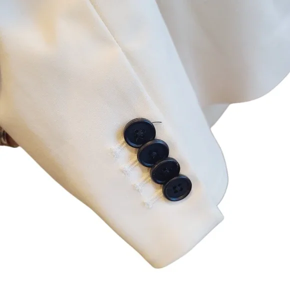 Veronica Beard White Cotton Blazer Dickey One Button Tailored Jacket Sz 4 Preppy - Picture 5 of 8